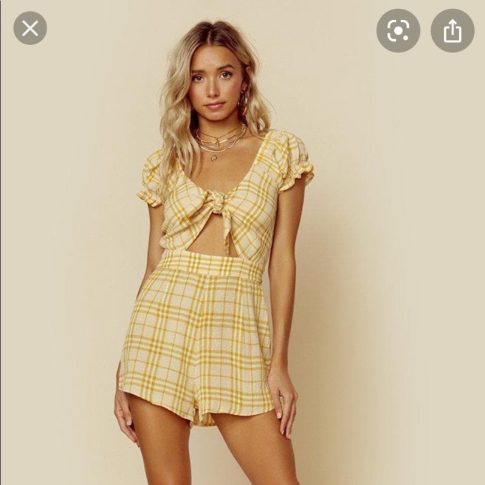 Capulet yellow and white plaid romper